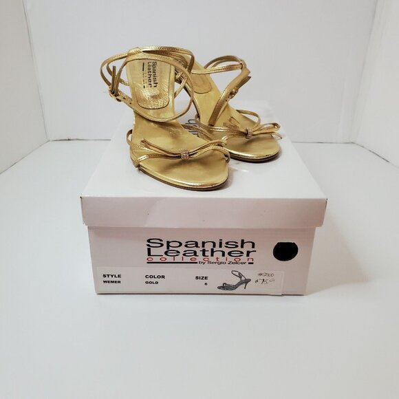 Spanish Leather Collection By Sergio Zelcer Women's Shoes Golde Size 6 - Picture 2 of 10